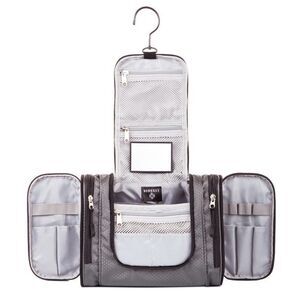 Borsali Gray Hanging Toiletry Bag Travel Organizer Mirror NWT